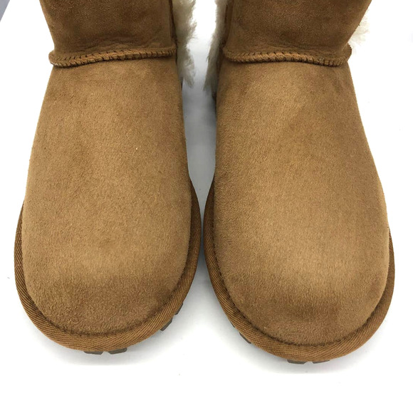 Sheepskin  Wool Shearling Lined Short Winter Boots Chestnut Brown Women's 6 - Picture 3 of 8